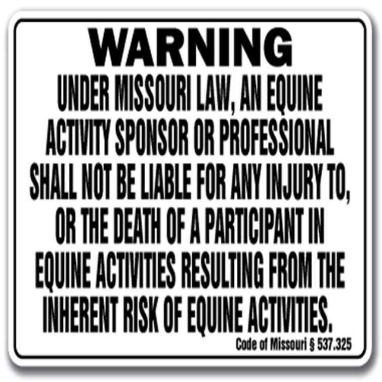 SignMission Missouri Equine Sign Activity Liability Warning Statute